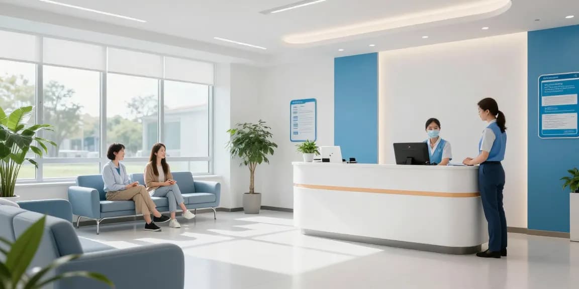 Employer coverage gap guide in a welcoming healthcare environment, showcasing medical services and patient care at a modern clinic.