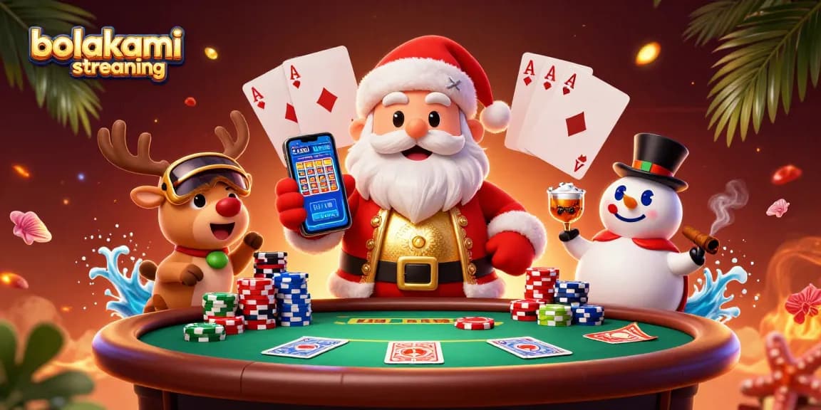 Menonton bolakami streaming dengan aksi seru di kasino 3D di mana Santa Claus dan teman-temannya bersenang-senang.