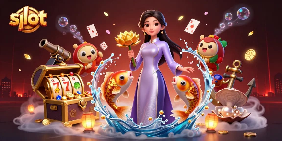Engage with vibrant slot symbols and stunning visuals in an exciting casino scene.