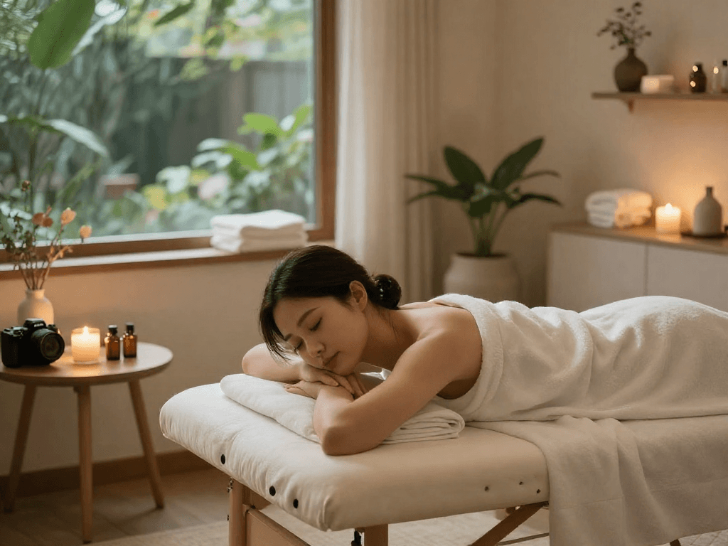 Experience relaxing 출장안마 in a cozy home spa environment with soothing elements.