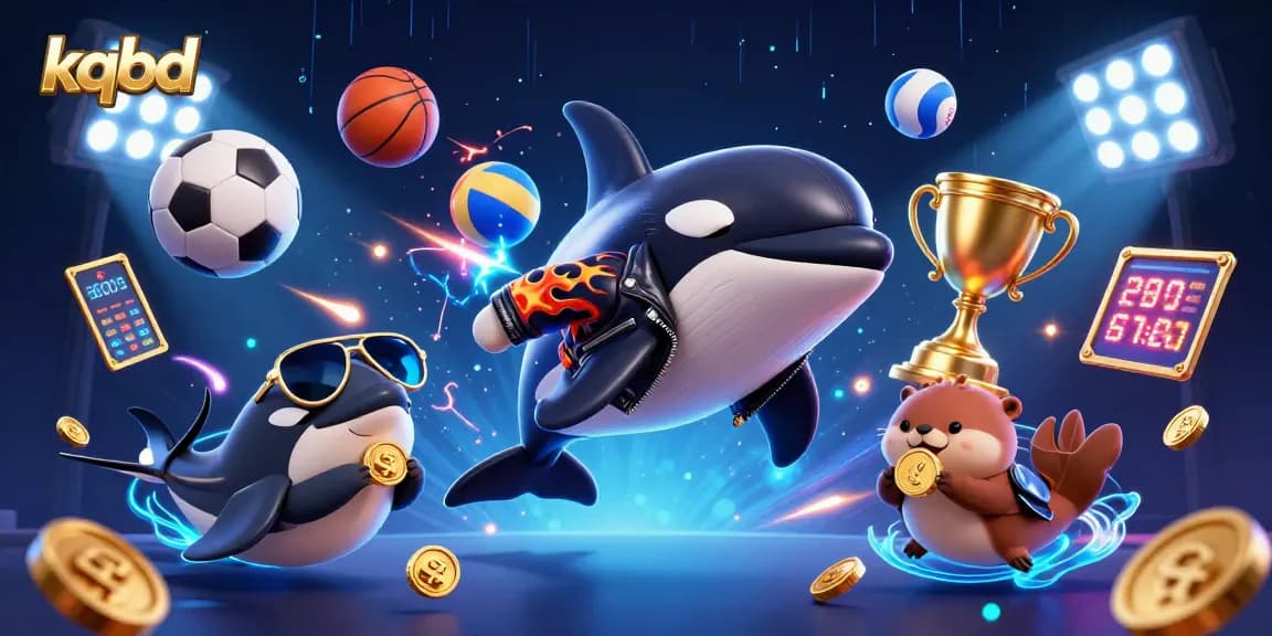 KQBD provides live sports updates with dynamic game actions, featuring colorful gaming elements.