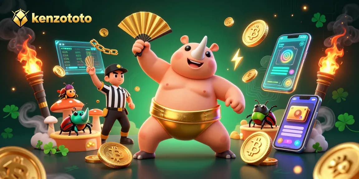 Kenzototo offers an exhilarating gaming experience with neon bitcoins and dynamic gameplay elements.