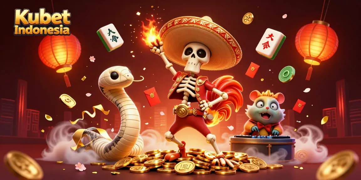 Kubet Indonesia tampil memukau dalam ilustrasi 3D, merayakan kemenangan dengan karakter unik dan simbol keberuntungan dari dunia taruhan.