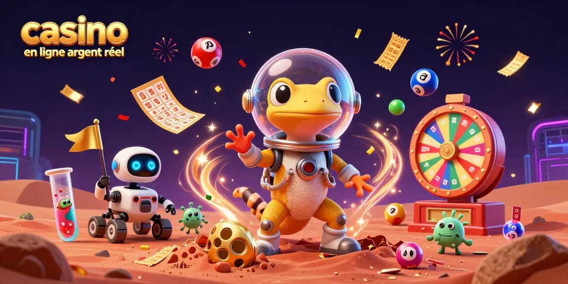 Plongez dans l'univers des casinos en ligne argent réel avec une illustration dynamique de personnages captivants.