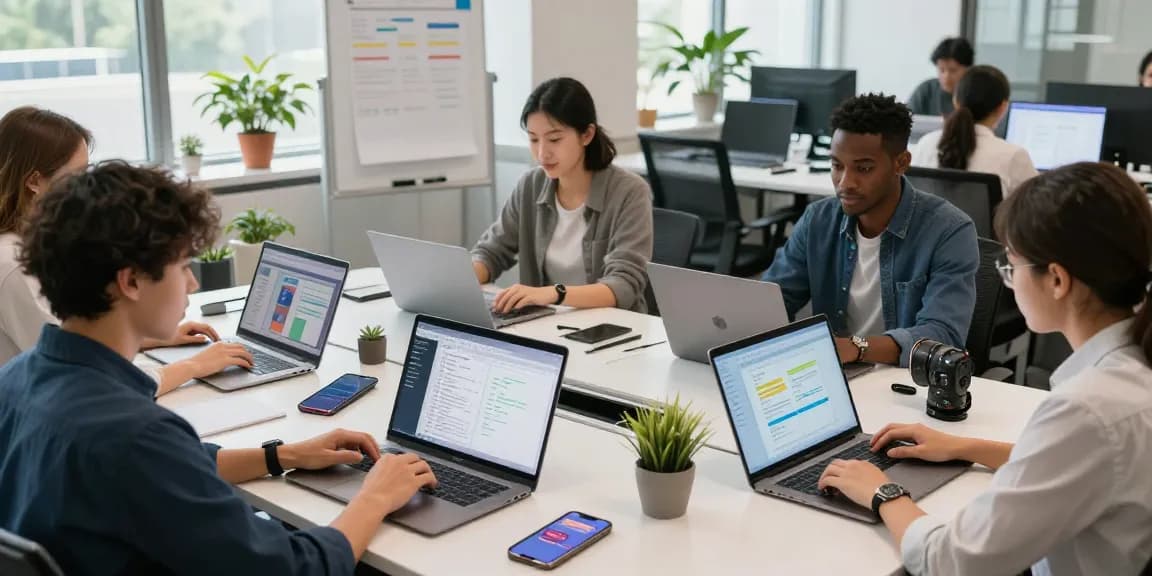 Collaborative team using WPS Office software in a modern workspace for seamless wps下载 experience.