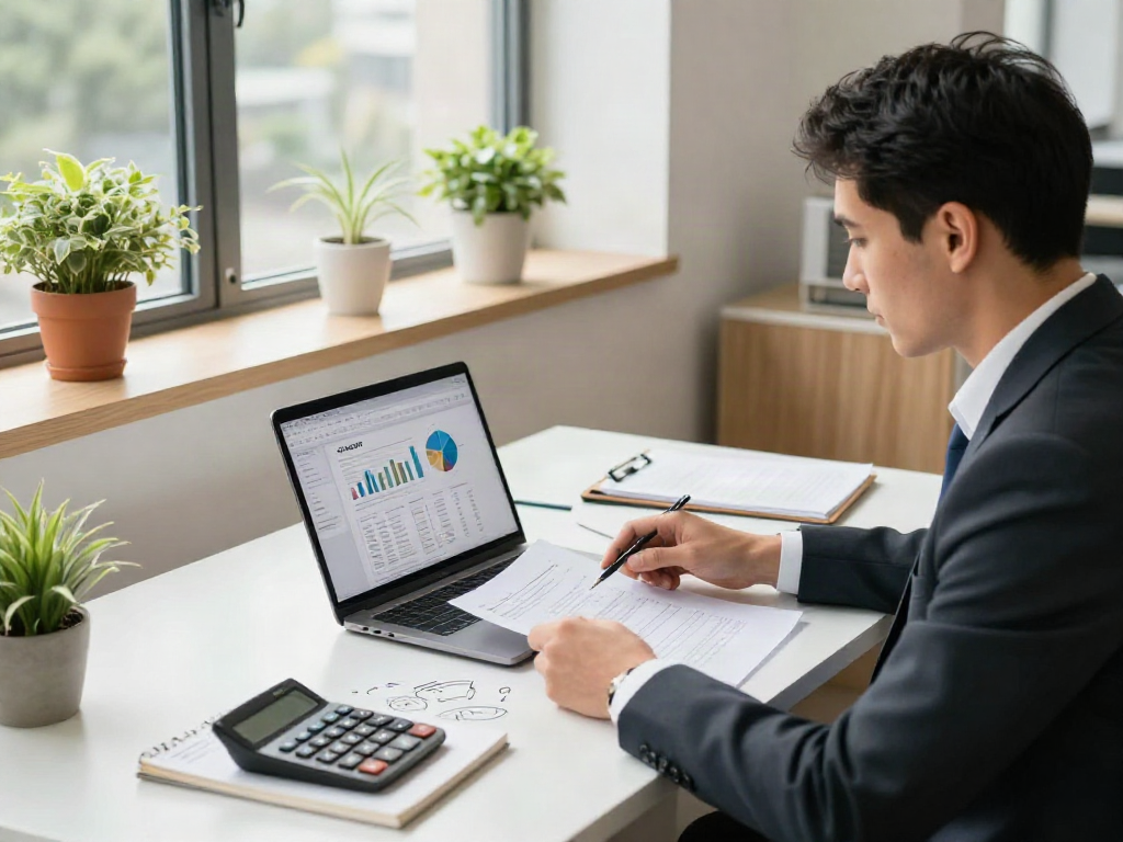 SMSF audit process in a professional accounting office with charts and documents.