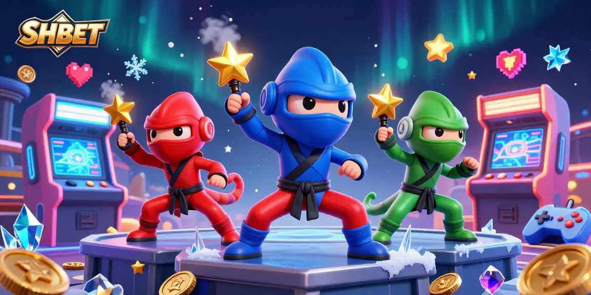 SH BET showcases a vibrant 3D scene with ninja chameleons in action, blending gaming and casino elements.