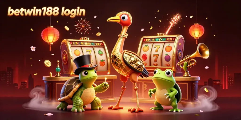 Masuk BETWIN188 login dengan tampilan visual menarik, dikelilingi elemen kasino 3D yang menyenangkan.