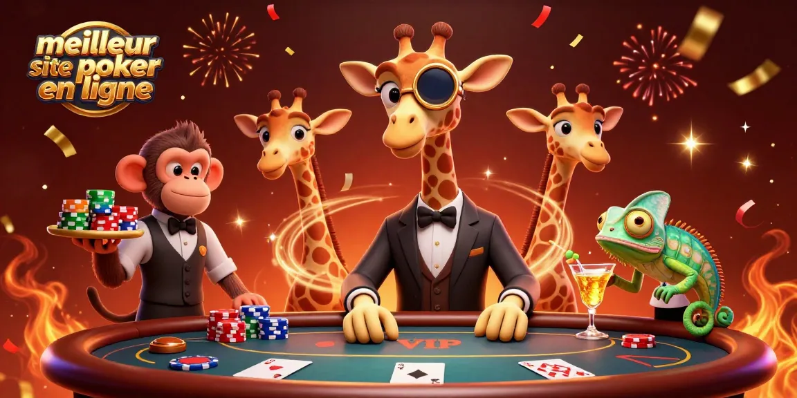 Visualisez le meilleur site de poker en ligne avec des personnages uniques jouant à une table de poker.