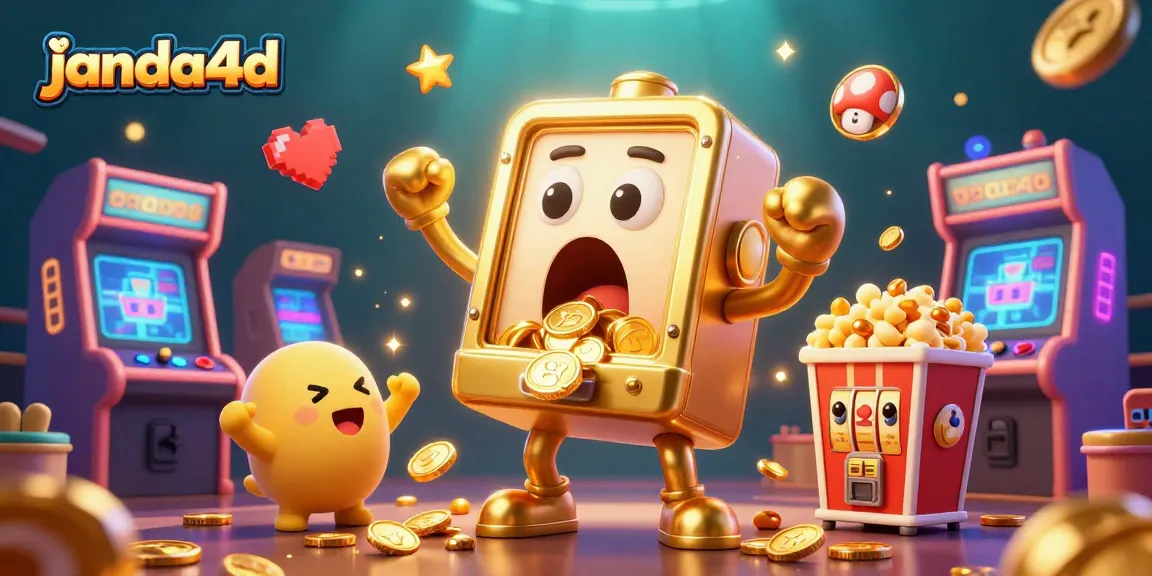 Janda4D menghadirkan mesin slot emas yang terkejut saat jackpot, dikelilingi slot lainnya.