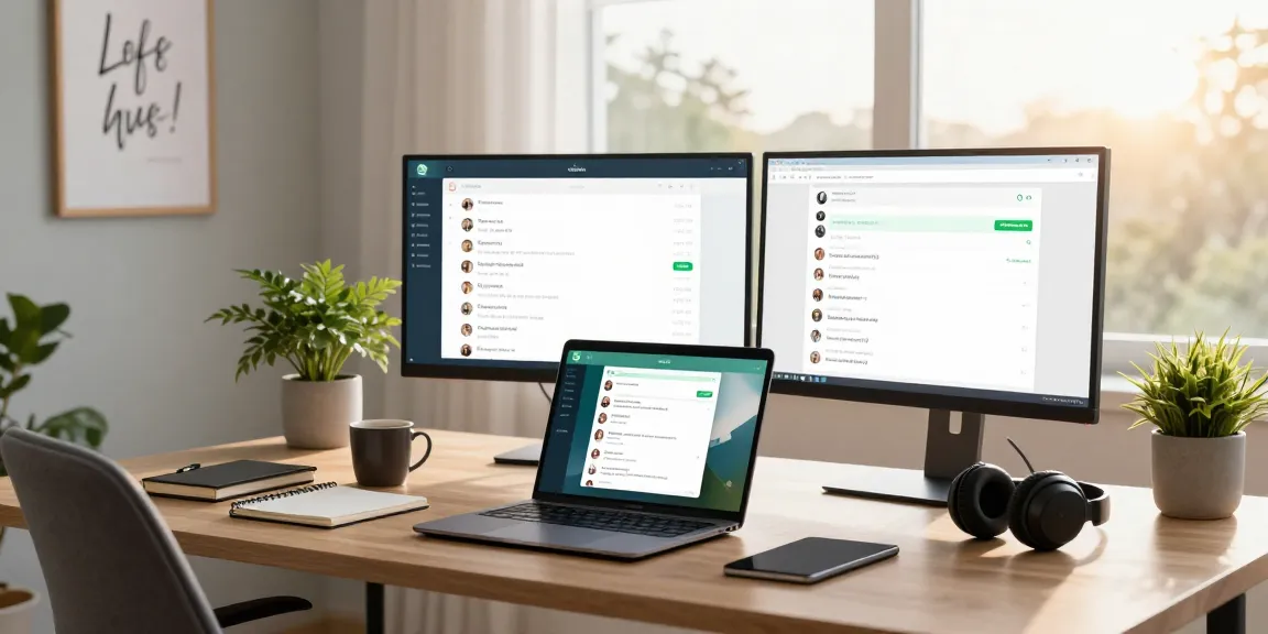 Person working on WhatsApp網頁版 in a stylish home office, showcasing productivity and design elements.