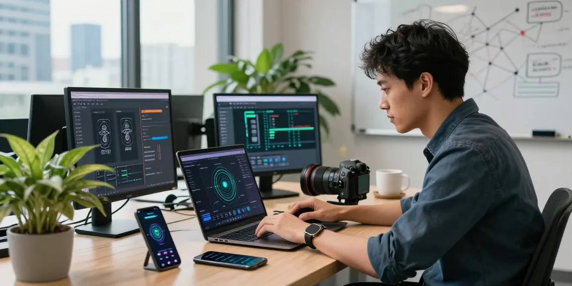 快连 VPN user optimizing network settings in a modern workspace.