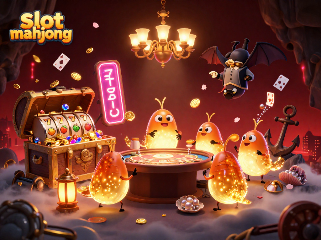 Menang dengan slot mahjong di kasino bawah tanah yang dipenuhi koin dan permata berkilau.