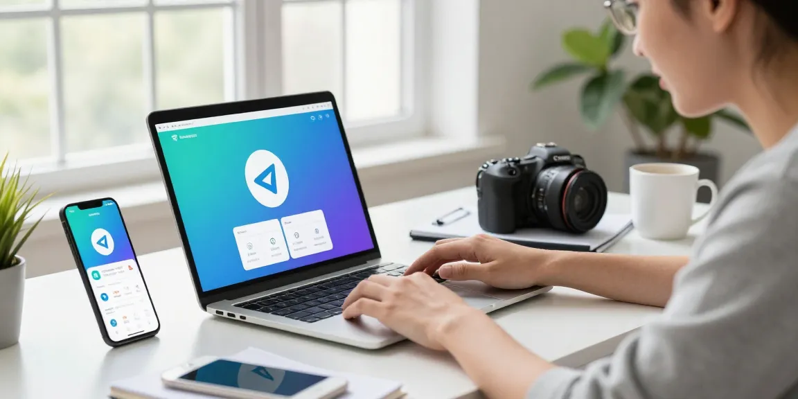 Explore Telegram China features with a user engaging in a modern workspace, showcasing its innovative communication tools.