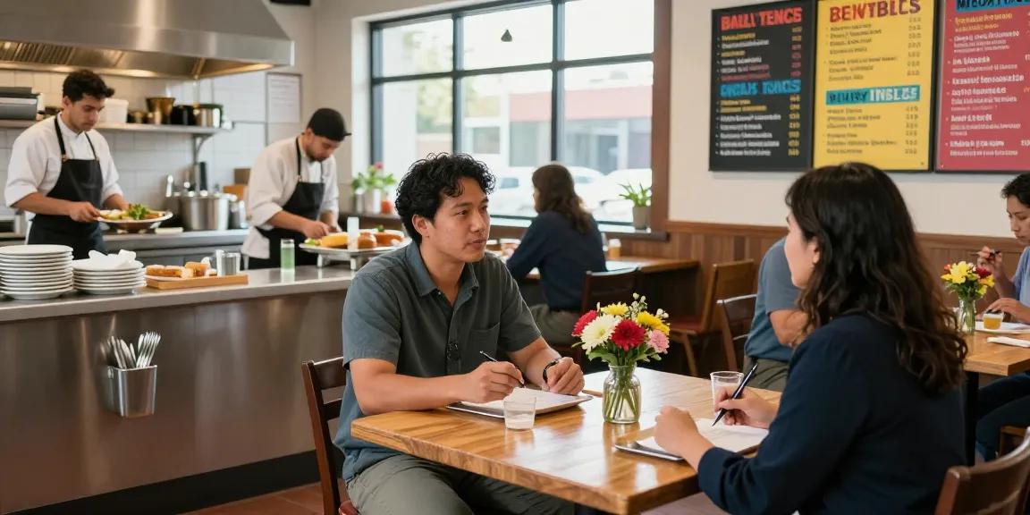 Merchant cash advance for restaurants financing discussion in a busy eatery.