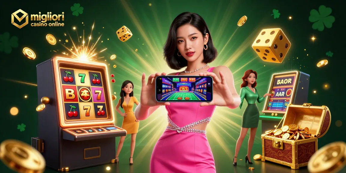 Vivi l'emozione dei migliori casino online con un'illustrazione dinamica di una donna sicura di sé che partecipa a giochi con croupier dal vivo.