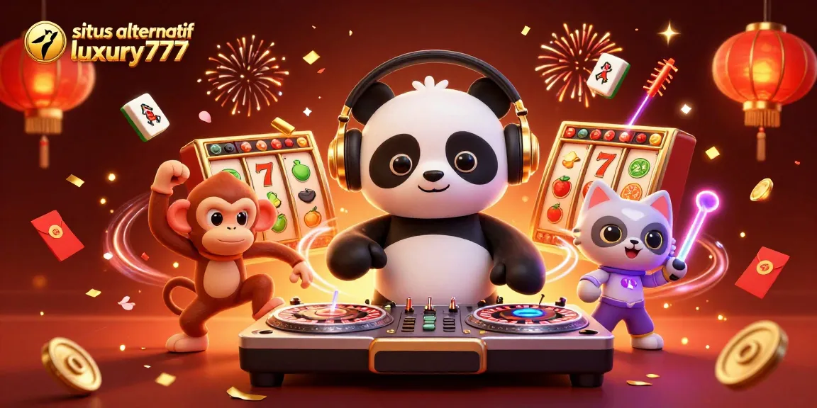 Sparking excitement with situs alternatif luxury777: playful 3D casino characters and festive elements in a vibrant scene.