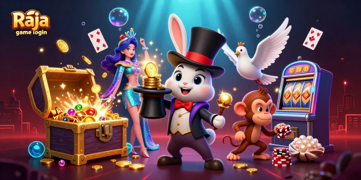 Experience Raja game login with exciting rewards and casino elements in a vibrant scene.