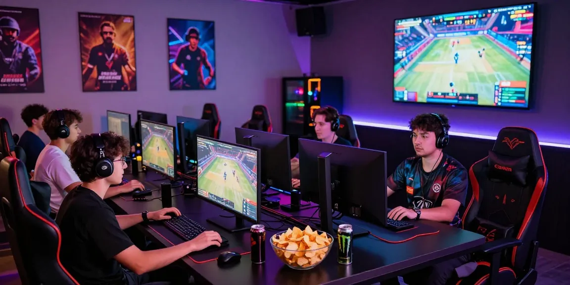 Engaged gamers at 7meter gaming lounge enjoying multiplayer gaming experience.