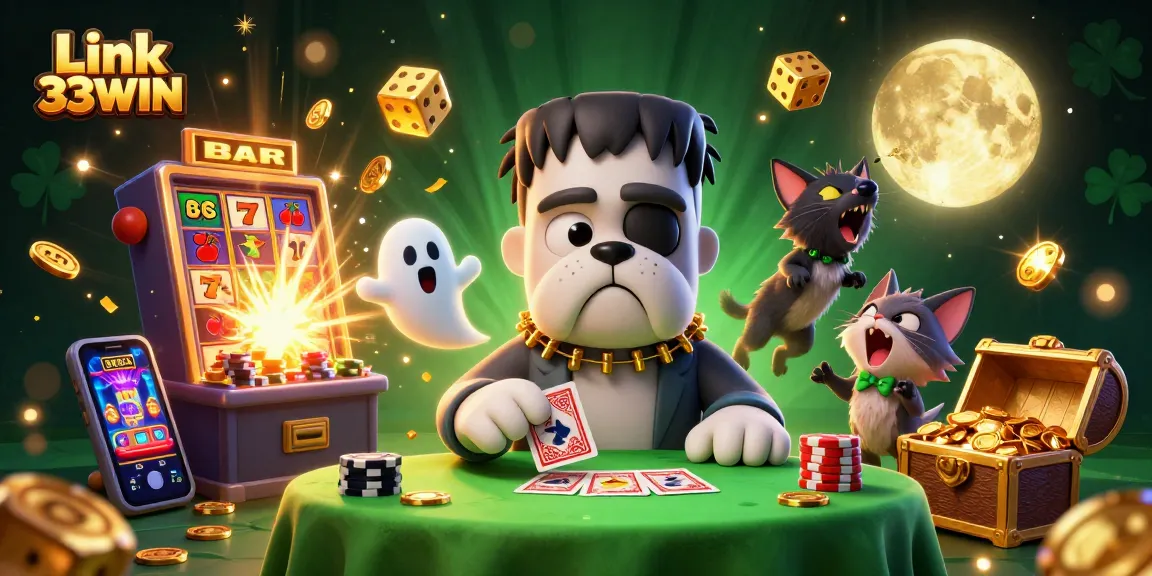 Experience thrilling gaming at Link 33WIN with vibrant 3D characters and dynamic casino elements.