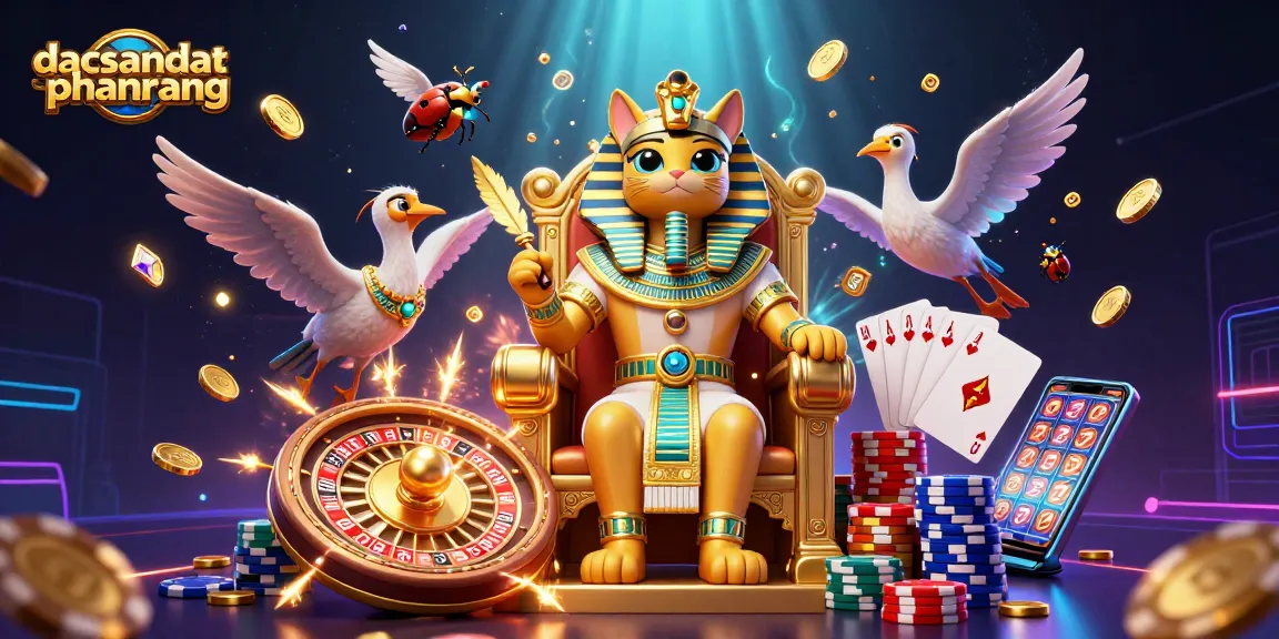 Experience dacsandatphanrang excitement with pharaoh cat and rich casino elements in a vibrant 3D scene.
