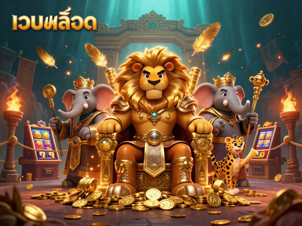 Experience เว็บสล็อต excitement with vibrant characters and dynamic gaming elements in this 3D illustration.