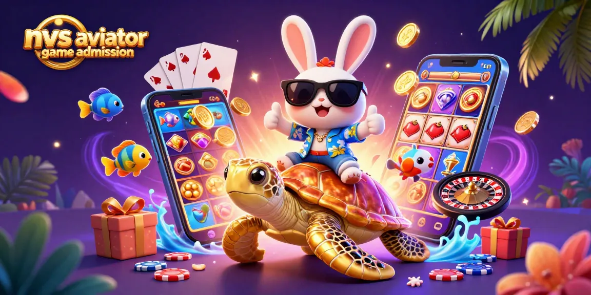 Play the nvs aviator game admission with vibrant characters and exciting casino elements like slots and coins.
