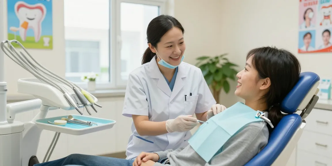 Dentist and patient in a welcoming clinic, discover more here about healthy smiles.