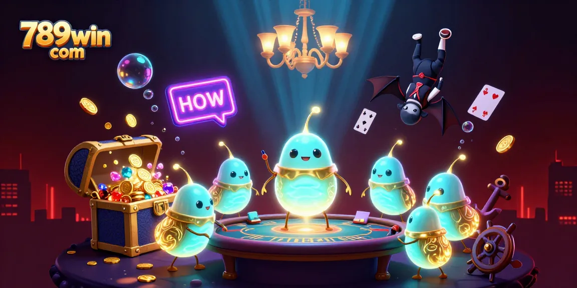 Experience fun at 789win com with vibrant glowworms illuminating a casino scene full of excitement.