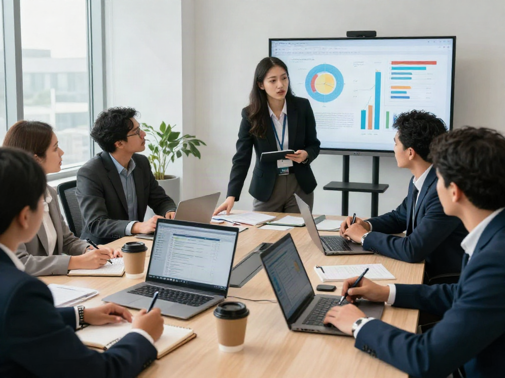 Team collaborating on a document fraud detection solution in a modern office.