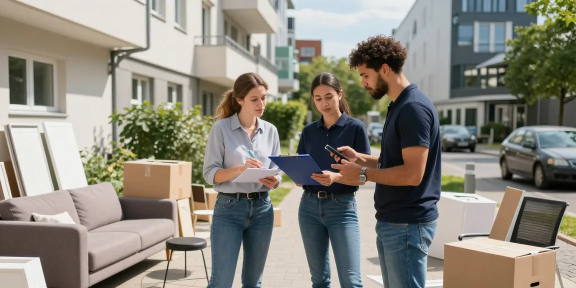 Efficient Wohnungsentrümpelung Berlin service team working outdoors on apartment clearance.