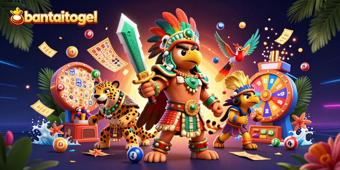 Initiate your gaming adventure with bantaitogel's vibrant 3D illustration showcasing thrilling lottery action.