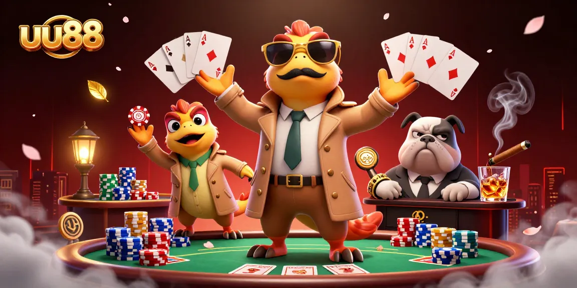 Experience vibrant gaming action at uu88 with raptors and bouncers in a VIP casino lounge.