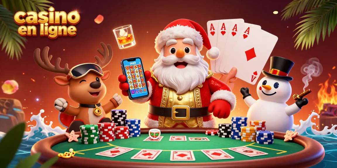 Jouez à des jeux de casino en ligne avec des personnages amusants, y compris le Père Noël et ses compagnons.