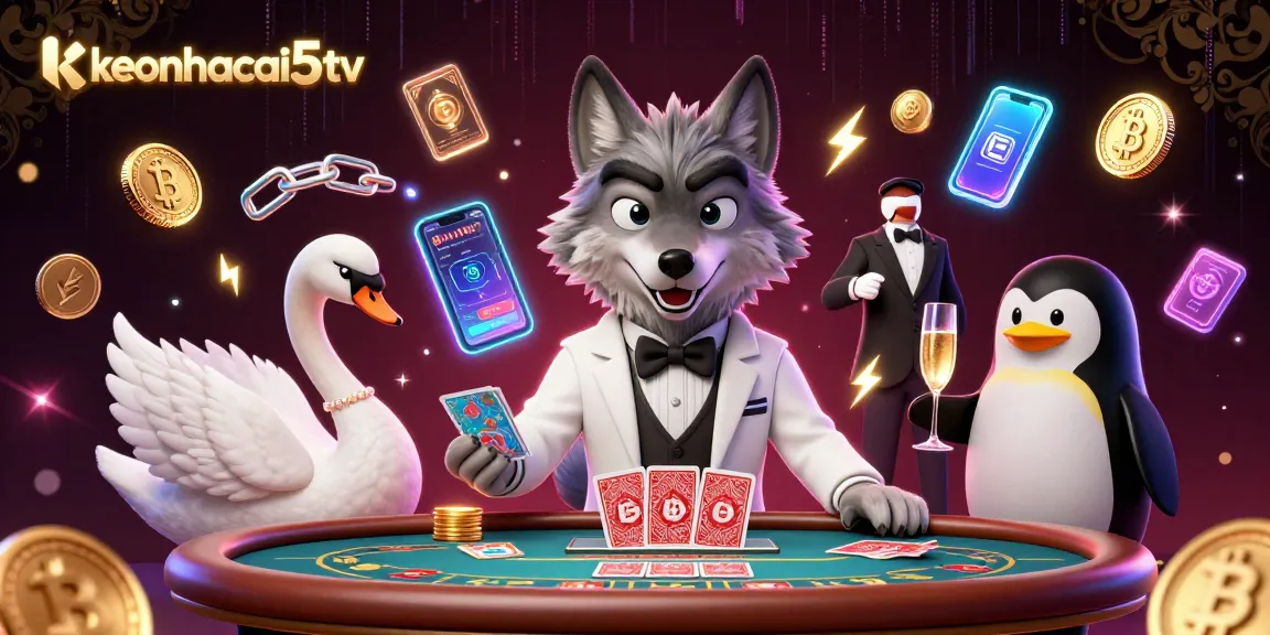 Heightened excitement at keonhacai5tv's baccarat table while cards are dealt.