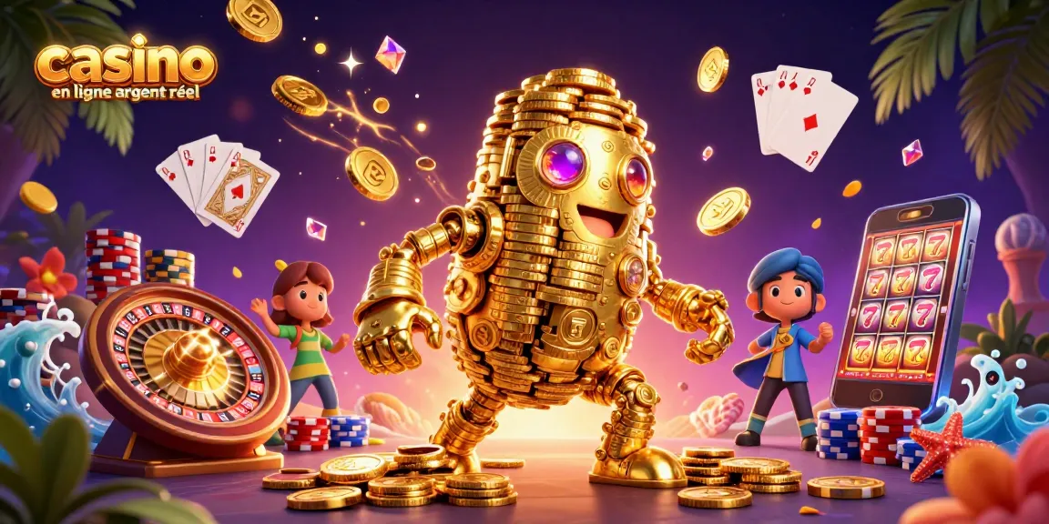 Jouez et gagnez avec des machines à sous au casino en ligne argent réel, illustration animée captivante.