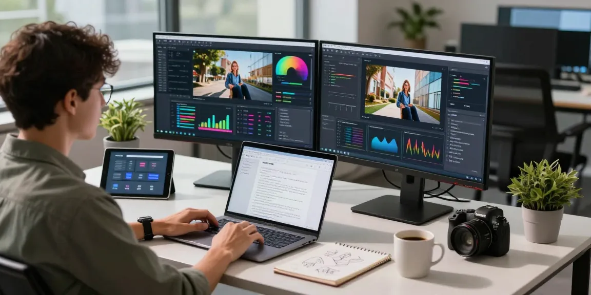 AI detector interface in tech workspace with user analyzing images and data.