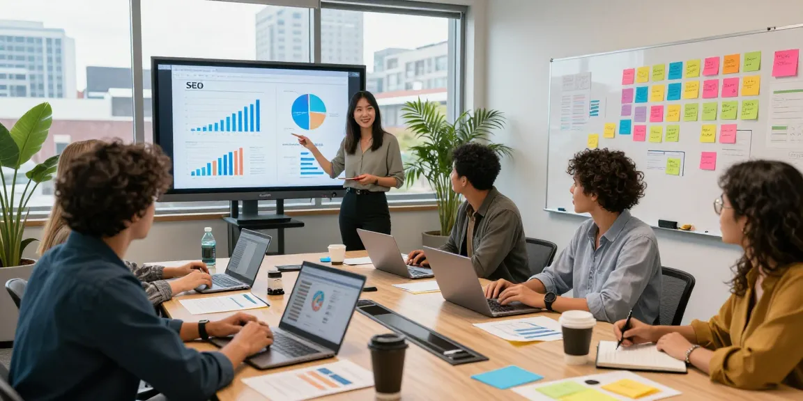 Spokane marketing team brainstorming digital strategies in a modern office