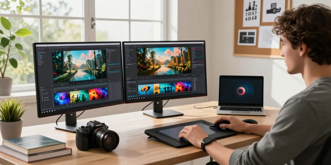 Creative digital artist using Seedance 2.0 to generate AI-powered cinematic videos in a modern studio.