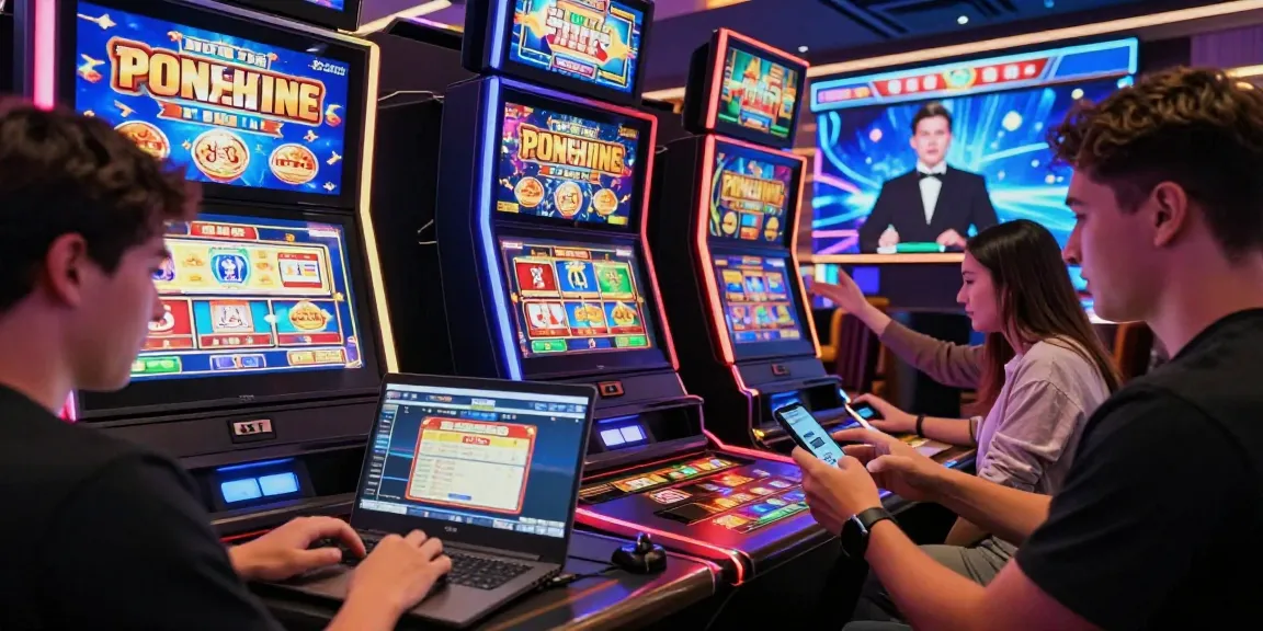 Players enjoying gaming at hero138 situs with vibrant screens and live interaction, showcasing excitement.