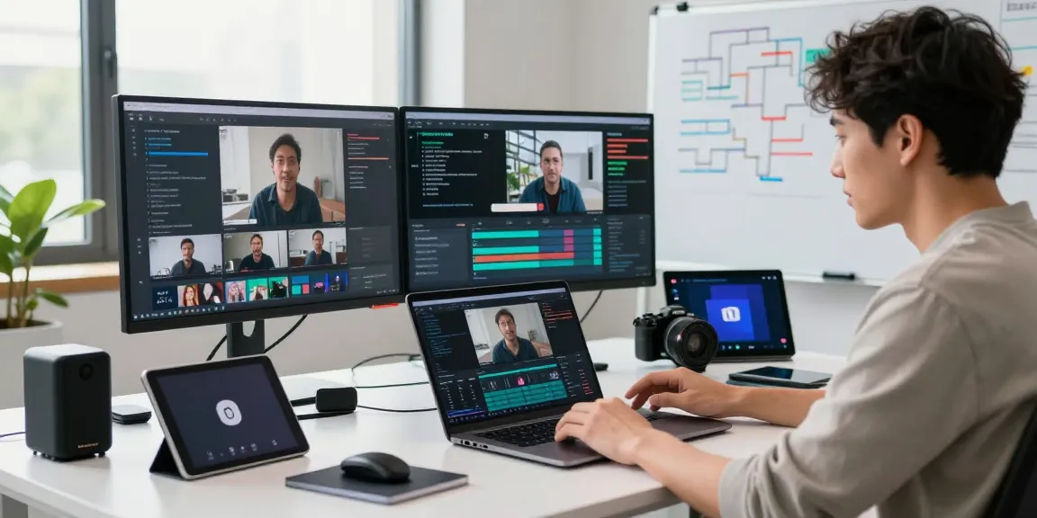 Video to prompt analysis in a modern workspace showcasing AI-generated prompts and video analytics.