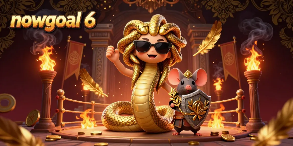 Experience the thrill of nowgoal 6 with friendly Medusa and a warrior mouse in a vibrant betting arena filled with excitement.