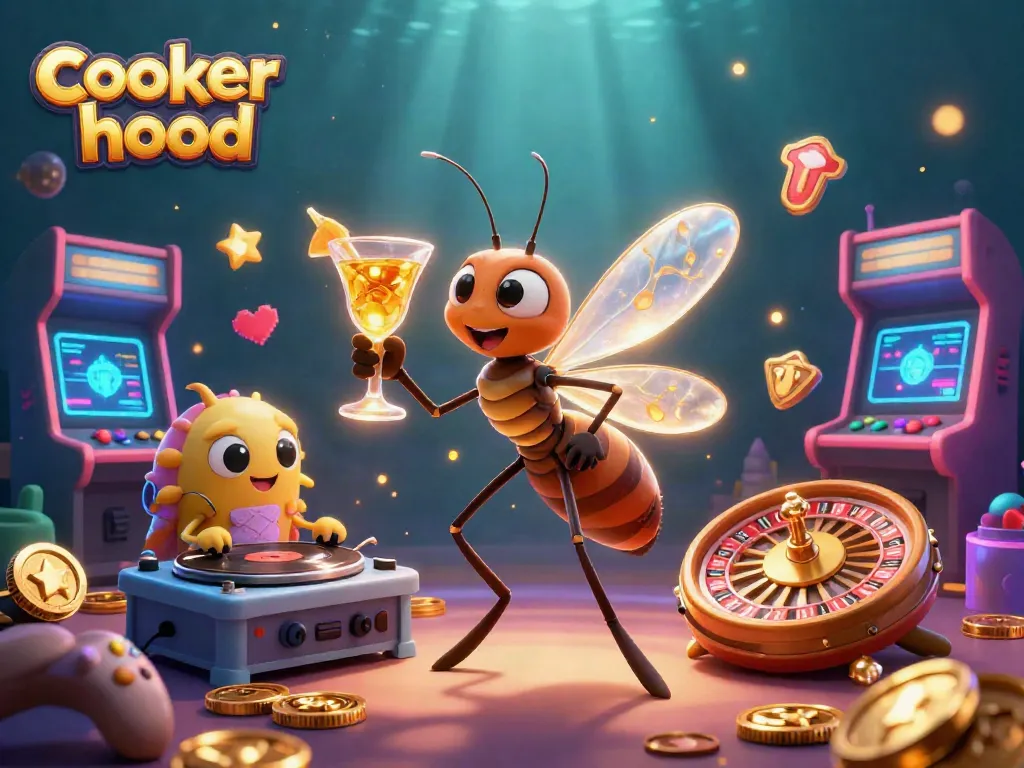 Experience the excitement of gaming with a cooker hood-themed casino scene filled with vibrant elements and characters.