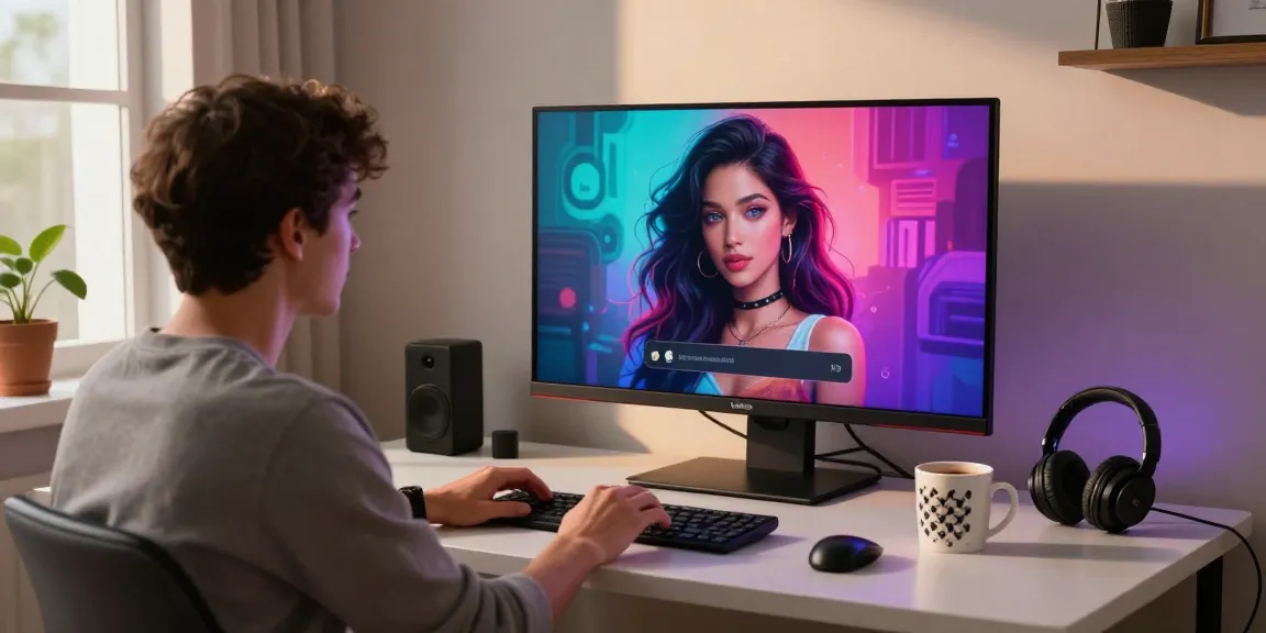 Engaging NSFW AI chat setup showcasing a user interacting with a virtual character, creating a cozy atmosphere.