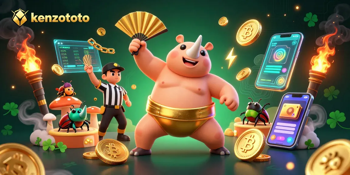 Kenzototo offers an exhilarating gaming experience with neon bitcoins and dynamic gameplay elements.
