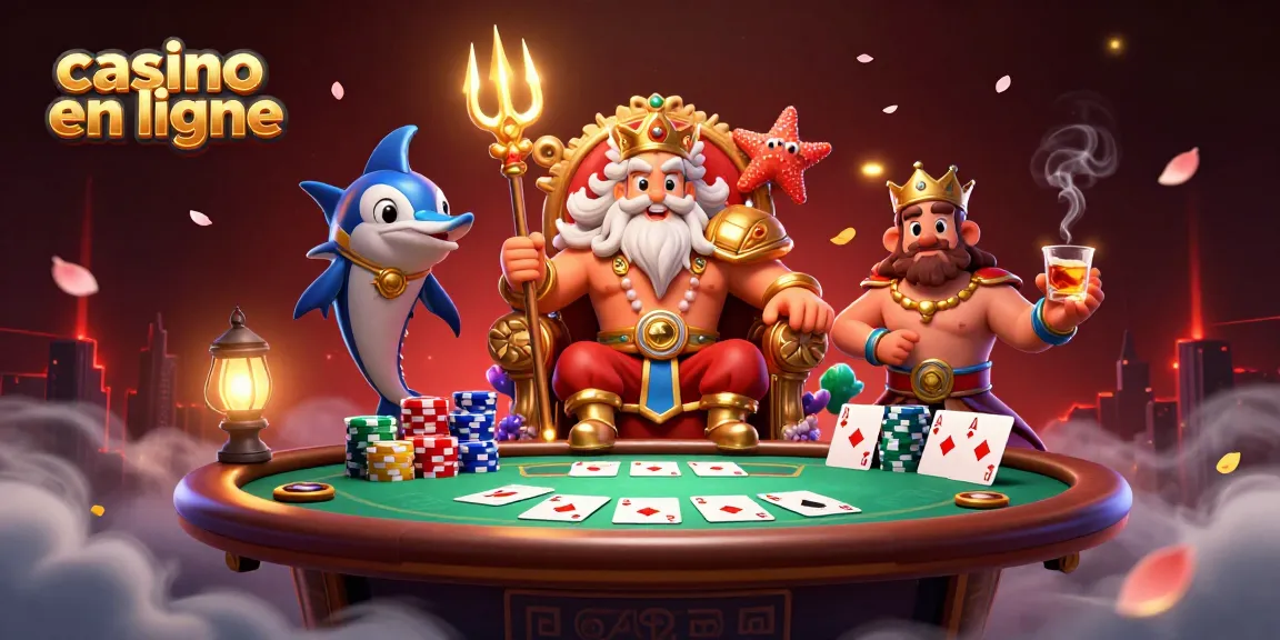 Profitez de l'expérience d'un casino en ligne avec des personnages de jeu animés et des éléments de poker captivants.