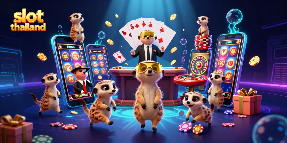 Experience exciting slot thailand gameplay with meerkat casino characters and vibrant game elements.