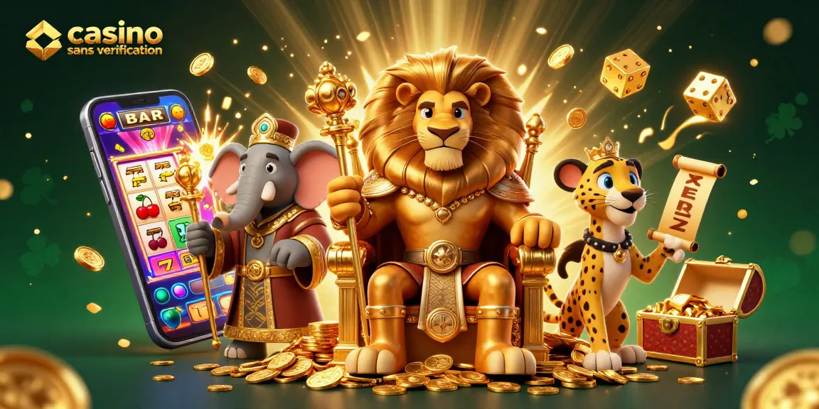 Jouez au casino sans vérification avec des personnages en 3D illustrant la richesse du jeu d'argent.