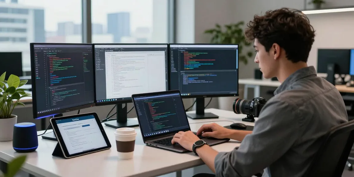 openclaw setup in modern tech workspace with multiple screens and lively atmosphere