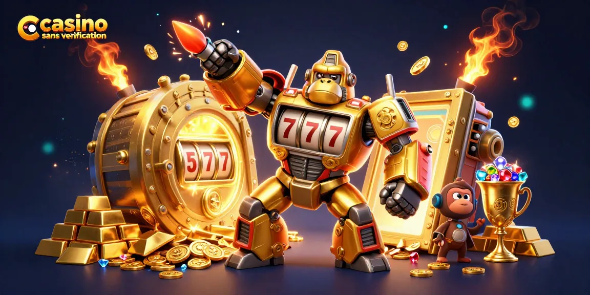 Jouez à casino sans vérification avec un gorille mech doré et des trésors étincelants